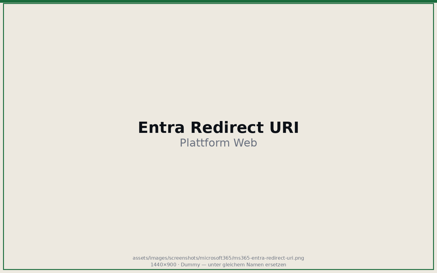 Entra Redirect URI (Web)