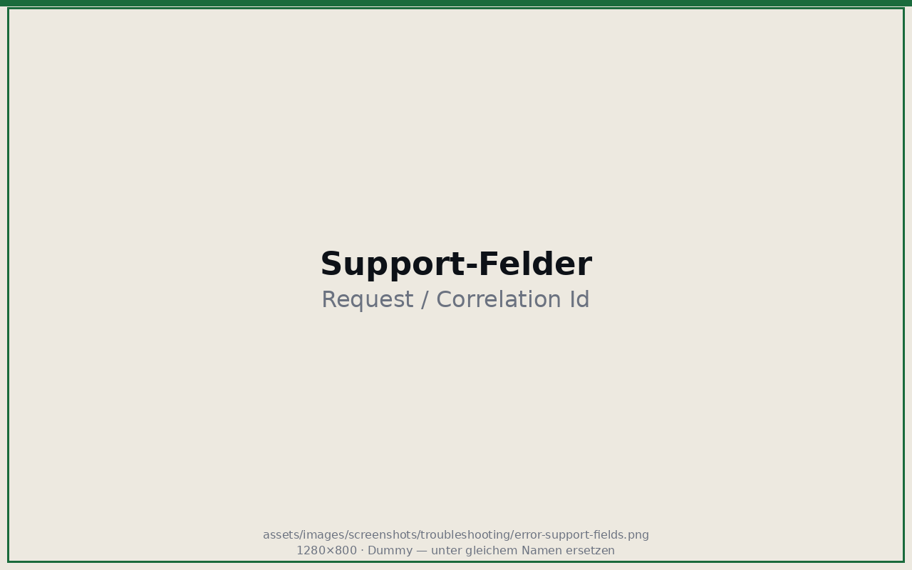 Support-Felder Request / Correlation Id